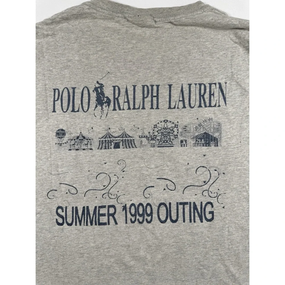 Vintage 1999 Polo Ralph Lauren Summer Outing T Shirt Mens XL Gray USA Staff Rare